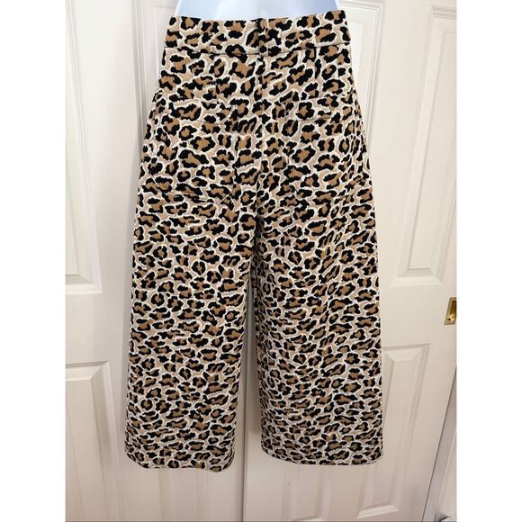 Maeve/ Anthropologie The Ettie High-Rise Crop Wide-Leg Leopard print Pants - Picture 6 of 10